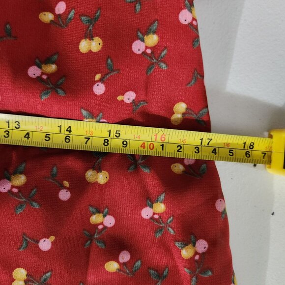 Grace & Chili Dress Red Floral Wrap Ruffle Fairy Floralcore  Cherry Peach - Picture 10 of 12